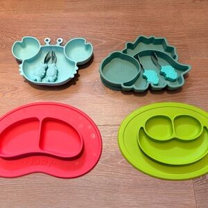 Colorful Silicone Baby Plates and Utensils Set